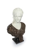 An impressive Italian carved Carrara and variegated marble bust of a lady on pontil base in the antique style, 20th century, (heavy!), 76cm high. - 2