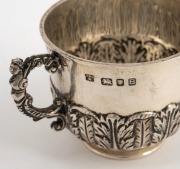An antique English sterling silver jug, pocket snuffbox and a fine quality two handled cup, (3 items), ​​​​​​​the jug 7.5cm high, 228 grams total. - 4