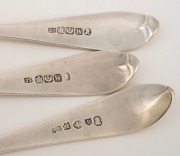 Three antique Scottish sterling silver tablespoons, early 19th century, ​​​​​​​23cm long, 190 grams total. - 2