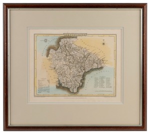 ENGLISH COUNTIES: Group of individually framed maps, featuring Devonshire, Monmouthshire and Sussex; together with a map of England of Wales, all circa 1800-1850, hand-coloured; various sizes, (4 items), ​​​​​​​the largest 46.5 x 39cm overall.