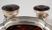 Antique sterling silver and tortoiseshell dish and two scent bottles, early 20th century, (3 items), the dish 13cm wide. - 2