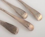 A set of four George III Scottish provincial sterling silver Old English Rat Tail pattern tablespoons, most likely by Alexander Grant of Aberdeen, circa 1825, 21cm long, 265 grams total. - 2