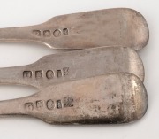 A set of six William IV sterling silver fiddle pattern dessert forks by James Barber and William North of York, 1839, ​​​​​​​16cm long, 260 grams total. - 2