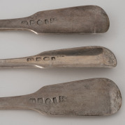 A set of six William IV sterling silver fiddle pattern dessert forks by James Barber and William North of York, 1839, ​​​​​​​16cm long, 260 grams total. - 3