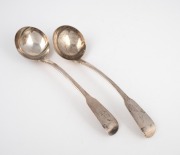 A pair of George IV antique Irish sterling silver cream ladles by Thomas Farnett of Dublin, 1829, ​​​​​​​16cm long, 65 grams.