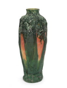 DAUM NANCY French Art Nouveau wheel-carved cameo landscape vase, circa 1900, ​​​​​​​engraved mark to base "Daum Nancy" with cross of Lorraine, 29cm high.