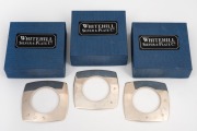 WHITEHILL set of three sterling silver napkin rings in original card boxes, late 20th century, ​​​​​​​6.5cm wide, 66 grams total.