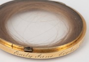 A 9ct gold chain (4.2 grams) with an antique gold plated memorial hair locket; together with a sterling silver and pearl brooch, (2 items). - 2