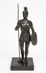 A vintage spelter statue of a Greek warrior, 20th century, 27cm high.
