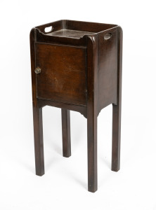 A Georgian style mahogany single door bedside cabinet with gallery top, mid 20th century, 84cm high, 37cm wide, 30cm deep