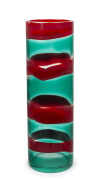 FULVIO BIANCONI (1915-1996) impressive cylindrical Murano glass vase with bands of red, green and clear glass, for VETRERIA VENINI, circa 1993, engraved "Venini '93", 55cm high.