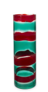 FULVIO BIANCONI (1915-1996) impressive cylindrical Murano glass vase with bands of red, green and clear glass, for VETRERIA VENINI, circa 1993, engraved "Venini '93", 55cm high. - 2
