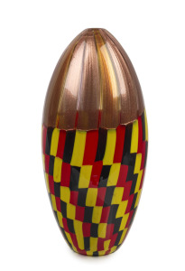 GIORGIO FERRO (1931-2012) globular Murano glass vase with aventurine stripe decoration and patchwork base, for A.V.E.M., circa 1958, engraved "G. Ferro", 32cm high.