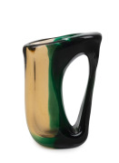 GIORGIO FERRO (1931-2012) ansa volante Murano vase in green and light yellow glass, for A.V.E.M., circa 1960s, 21cm high.