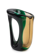 GIORGIO FERRO (1931-2012) ansa volante Murano vase in green and light yellow glass, for A.V.E.M., circa 1960s, 21cm high. - 2