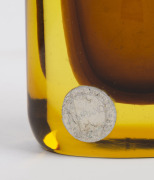 FLAVIO POLI (1900-1984) Valve series tall amber sommerso glass vase, for SEGUSO VETRI D'ARTE, circa 1956, bearing original foil label "Seguso Vetri D'arte Murano", 32cm high. - 3