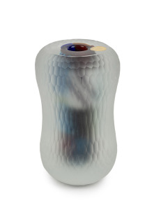 DINO MARTENS (1894-1970) Vase Gomitolo heavy sommerso Murano glass vase with multi-coloured inner decoration and finished with wheel carving, made for VETRERIA AURELIANO TOSO, circa 1954, model No. 5628, bearing original foil label "Vetreria Aureliano Toso, Murano", 17.5cm high.