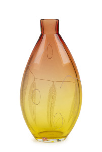 ARCHIMEDE SEGUSO (1909-1999), rare Murano glass "Feather" vase in amber and citrine, for VETRERIA ARCHIMEDE SEGUSO, circa 1956, bearing original foil label "ARCHIMEDE SEGUSO, Murano, Made In Italy", 39cm high. Note: Featured in the publication "Art Glass By Archimede Seguso" edited by Umerto Franzoi, page 52.