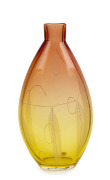 ARCHIMEDE SEGUSO (1909-1999), rare Murano glass "Feather" vase in amber and citrine, for VETRERIA ARCHIMEDE SEGUSO, circa 1956, bearing original foil label "ARCHIMEDE SEGUSO, Murano, Made In Italy", 39cm high. Note: Featured in the publication "Art Glass - 2