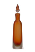 PAOLO VENINI (1895-1959) Inciso orange sommerso glass bottle with stopper, for VETRERIA VENINI, circa 1956, acid etched three line signature to base "Venini, Murano, Italia", 36cm high.