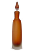 PAOLO VENINI (1895-1959) Inciso orange sommerso glass bottle with stopper, for VETRERIA VENINI, circa 1956, acid etched three line signature to base "Venini, Murano, Italia", 36cm high. - 2