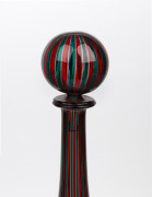 FULVIO BIANCONI (1915-1996) and PAOLO VENINI (1895-1959) lidded Murano glass decanter with green and red canes, for VENINI & Co., Murano, circa 1994, engraved "Venini, '94" and bearing original label "Venini, Murano, Made in Italy", 46cm high. - 2