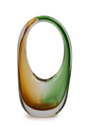 ARCHIMEDE SEGUSO (1909-1999) Ansa Volante amber and green sommerso glass basket vase, for VETRERIA ARCHIMEDE SEGUSO, circa 1960s, 30cm high. - 2