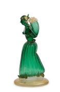 ERCOLE BAROVIER (1889-1974) "La Contadina" rare green Murano glass statue highlighted with gold inclusions, for BAROVIER & TOSO, circa 1935, rare large size 40cm high. - 2