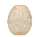 ERCOLE BAROVIER (1889-1974) "Zebrato" (Zebra Series) monumental Murano glass vase of ovoid form, delicately adorned with ribbed decoration, gold foil inclusions interspersed with white horizontal spiralling decoration, for VETRERIA BAROVIER & TOSO, circa - 2