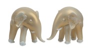 NAPOLEONE MARTINUZZI (1892-1977) "Elefanti" pair of stylised elephants in Lattimo glass with gold foil inclusions, for VENINI & Co., circa 1930, 15cm high, 18cm long.