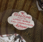 ALFREDO BARBINI (1912-2007) Murano glass angry tiger statue, for VETRERIA ALFREDO BARBINI, circa 1960, bearing retailer's label "Venetian, Made by Alfredo Barbini, R. Weil Ceramics & Glass, Murano, Italy", 17cm high, 37cm long. - 3