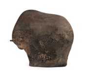 ALFREDO BARBINI (1912-2007) Murano glass buffalo sculpture in Scavo finish, for VETRERIA ALFREDO BARBINI, circa 1960, bearing remains of original paper label "Pauly & Co., 75675", 22cm high, 23cm long.