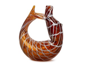 FULVIO BIANCONI (1915-1996) "Mermaid, Decoro a Rete" Murano glass figural carafe, for VENINI, circa 1950, three line acid etched mark to base "Venini, Murano, Italia", 23cm high.