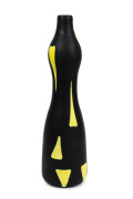 ALESSANDRO MENDINI (1931-2019) "Arsos" black and yellow Murano glass vase with textured wheel cut finish, for VENINI, circa 1997, engraved "Venini, '97, A. Mendini" and bearing original label "Venini, Murano, Made in Italy", ​​​​​​​48cm high.