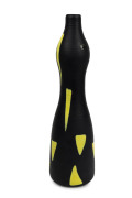 ALESSANDRO MENDINI (1931-2019) "Arsos" black and yellow Murano glass vase with textured wheel cut finish, for VENINI, circa 1997, engraved "Venini, '97, A. Mendini" and bearing original label "Venini, Murano, Made in Italy", ​​​​​​​48cm high. - 2