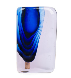 ANTONIO DA ROS (1936-2012) "Sasso" sommerso Murano glass vase with graduated Alexandrine blue colourway, for CENEDESE, circa 1960, engraved "Cenedese" and bearing original paper label "Cenedese, Vetri, Murano", 27cm high.