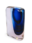 ANTONIO DA ROS (1936-2012) "Sasso" sommerso Murano glass vase with graduated Alexandrine blue colourway, for CENEDESE, circa 1960, engraved "Cenedese" and bearing original paper label "Cenedese, Vetri, Murano", 27cm high. - 2