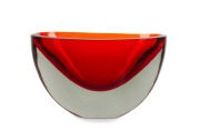 FLAVIO POLI (1900-1984) monumental orange sommerso Murano glass bowl, for SEGUSO VETRI D'ARTE, circa 1955, 18cm high, 30cm wide. - 2