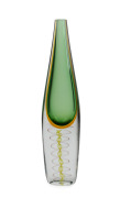 LUCIANO GASPARI (1913-2007) "Pinnacolo" Murano glass vase of teardrop form with green sommerso and double coloured twist decoration, for SALVIATI, circa 1960, bearing remains of paper label and additional Sotheby's label, 43cm high. - 2