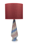 ERMANNO TOSO (1903-1973) red, white and blue Murano glass lamp with aventurine inclusions (and later shade), for FRATELLI TOSO, circa 1965, 71cm high overall.