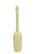 GIO PONTI (1891-1979) yellow and white spiral Murano glass bottle with stopper, Model No. 4479, for VENINI, 36cm high.