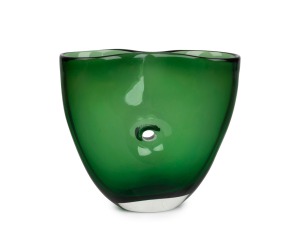 FULVIO BIANCONI (1915-1996) green Murano glass Forato vase, Model No. 4539, for VENINI & Co., MURANO, circa 1951, acid etched three line mark "VENINI, MURANO, ITALIA", 19cm high.
