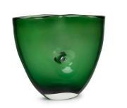 FULVIO BIANCONI (1915-1996) green Murano glass Forato vase, Model No. 4539, for VENINI & Co., MURANO, circa 1951, acid etched three line mark "VENINI, MURANO, ITALIA", 19cm high. - 2