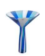 MORISON S. COUSINS (1934-2001) flared blue and white Murano glass vase, for VENINI, circa 1999, engraved "Venini, 1990 for Tupperware" and bearing original label "Venini, Murano, Made in Italy", 32cm high.
