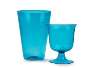 A blue Murano glass vase and goblet, circa 1930, (2 items), both with acid etched marks "Made in Italy", 20.5cm and 15cm high.