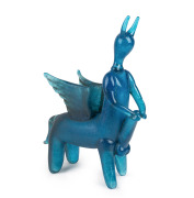 PABLO PICASSO (1881-1973) blue glass winged centaur, for E. COSTANTINI, FUCINA DEGLI ANGELI, circa 1964, engraved "E. Costantini, P. Picasso, F.A., Venezia, 1964", 29cm high, 25cm long.