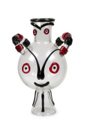 PABLO PICASSO (1881-1973) Gufo monumental hand-blown Murano vase in clear, red and black glass, for E. COSTANTINI, FUCINA DEGLI ANGELI, circa 1962, engraved "E. Costantini, P. Picasso, Fucina Degli Angeli, Venezia, 1962", 42cm high.