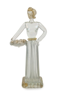 ERCOLE BAROVIER (1889-1974) impressive Art Deco Murano glass statue of a Primavera style female figure in iridised clear glass with aventurine inclusions, for BAROVIER & TOSO, circa 1936, 33cm high.