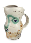 PABLO PICASSO (1881-1973) "Visage Aux Points" pottery jug, for MADOURA, circa 1969, impressed "Madoura, Plein Feu. Edition Picasso", incised "Edition Picasso, 34/500, Madoura" and dated in blue underglaze "9.1.69", 29cm high.