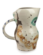 PABLO PICASSO (1881-1973) "Visage Aux Points" pottery jug, for MADOURA, circa 1969, impressed "Madoura, Plein Feu. Edition Picasso", incised "Edition Picasso, 34/500, Madoura" and dated in blue underglaze "9.1.69", 29cm high. - 3